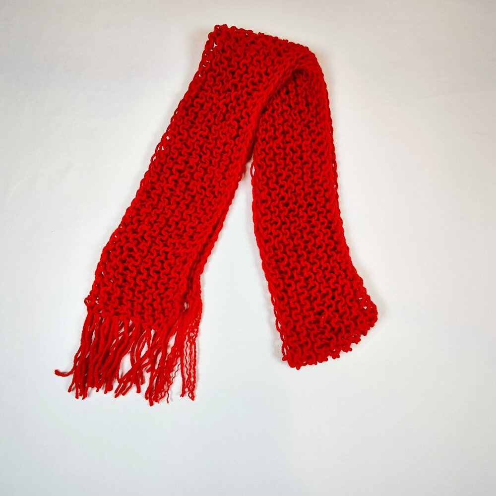 Handmade Knitted Red‎ Scarf